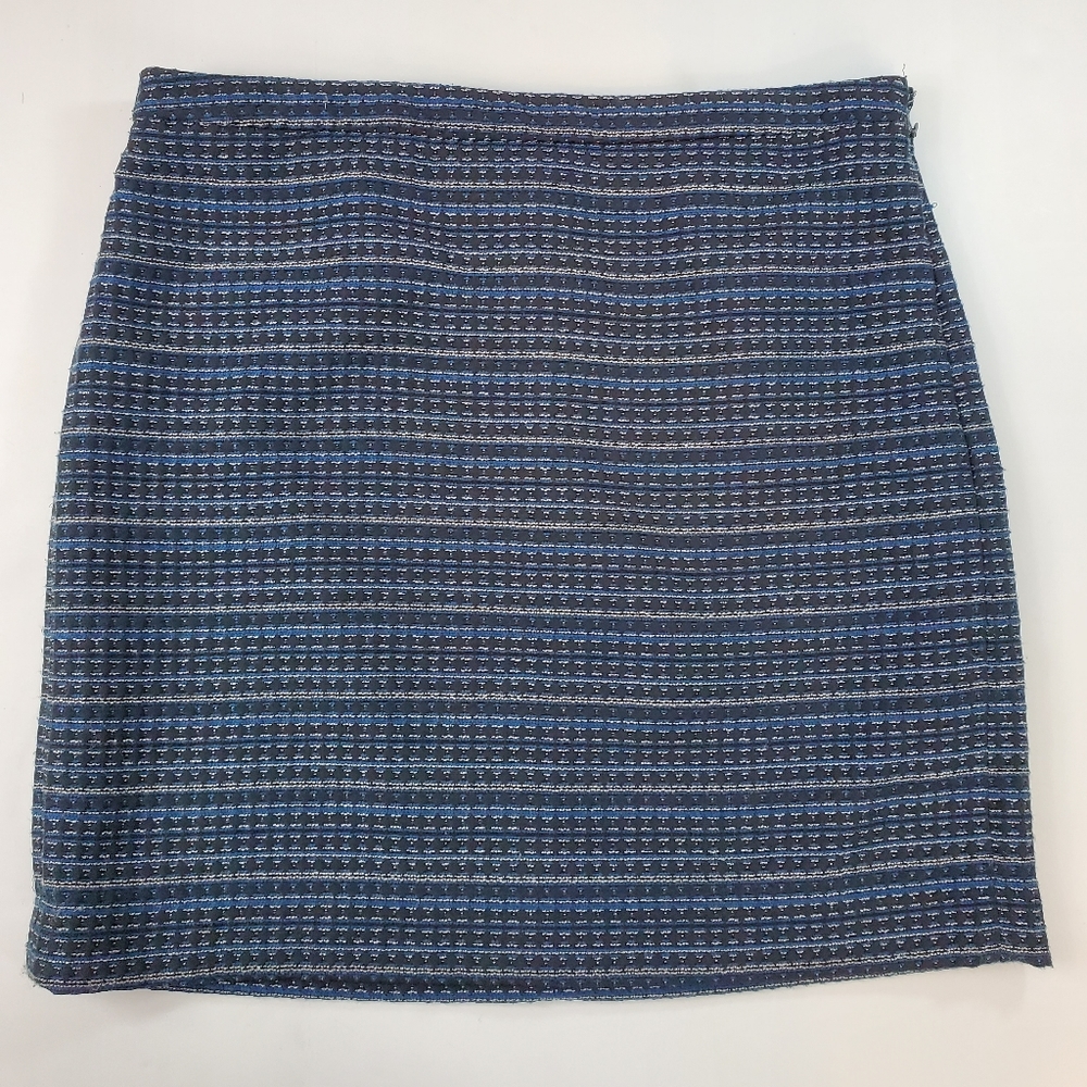LOFT Blue, Black, & Silver Tweed Pencil Skirt